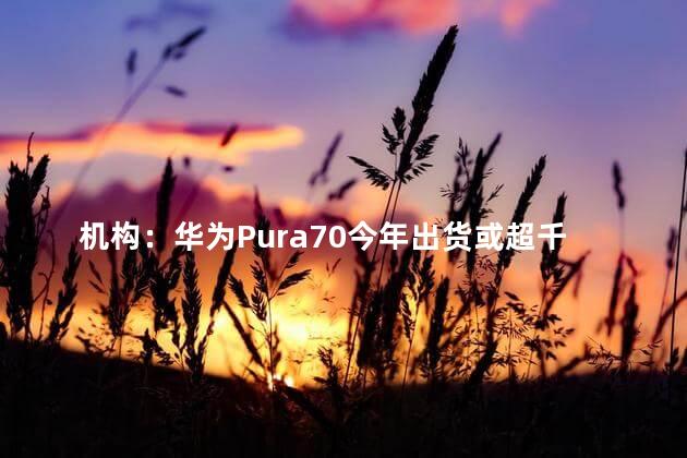 机构：华为Pura70今年出货或超千万部